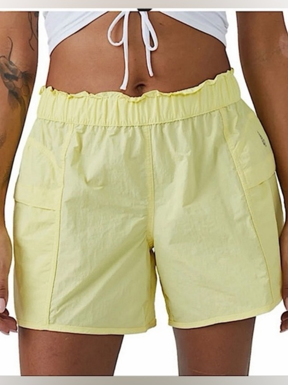 Free People FP Movement Size Small Yellow Cargo Shorts